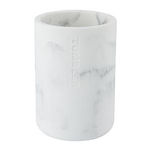 Xenos Badkamer beker marmer - wit - 11 cm