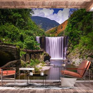 Karo-art Zelfklevend fotobehang - Waterval in een bos , Premium Print