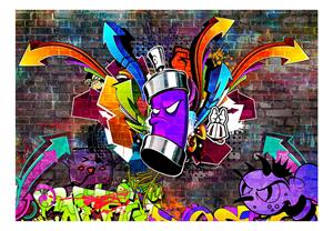 Karo-art Fotobehang - Graffiti, premium print vliesbehang, 5 maten, instructie bijgevoegd, geen behangtafel nodig, eenvoudig aan te brengen