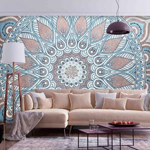 Karo-art Fotobehang - Oriëntaalse Cirkel , Mandala, premium print vliesbehang, 5 maten, Instructie bijgesloten, zeer eenvoudig aan te brengen, geen behangtafel nodig