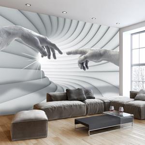 Karo-art Fotobehang - lichte aanraking, grijs, premium print vliesbehang, 5 maten, geen behangtafel nodig, eenvoudig aan te brengen, instructies bijgevoegd