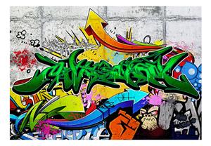Karo-art Zelfklevend fotobehang - Urban Graffiti op betonnen muur, 8 maten, premium Print, water- en uv bestendig, eenvoudig aan te brengen, instructies bijgevoegd