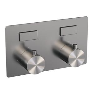 Brauer Brushed Edition 2-weg inbouwthermostaat met drukknoppen RVS geborsteld PVD