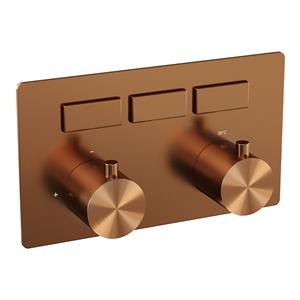 Brauer Copper Edition 3-weg inbouwthermostaat met drukknoppen koper geborsteld PVD