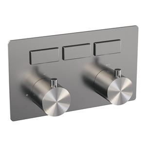 Brauer Brushed Edition 3-weg inbouwthermostaat met drukknoppen RVS geborsteld PVD