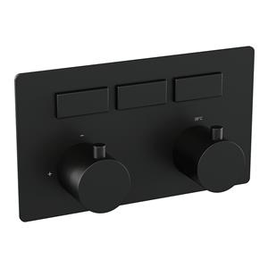 Brauer Black Edition 3-weg inbouwthermostaat met drukknoppen zwart mat
