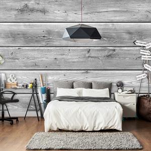 Karo-art Fotobehang - Grijze planken , houtlook, premium print vliesbehang