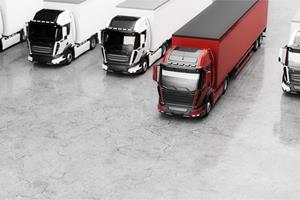 Karo-art Fotobehang - Vrachtwagenpark, Truckers, 11 maten, premium print, inclusief behanglijm