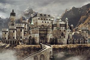 Karo-art Fotobehang - Middeleeuws fantasie Kasteel, 11 maten, Mysterieus op de muur, inclusief behanglijm