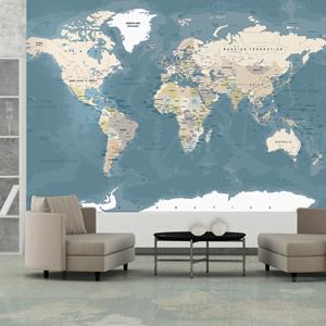 Karo-art Fotobehang - Vintage World Map, premium print vliesbehang