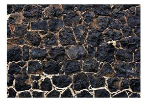 Karo-art Zelfklevend fotobehang - Muur van zwarte stenen , Premium Print