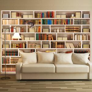 Karo-art Zelfklevend fotobehang - Boekenkast, 8 maten, premium print