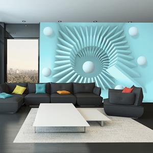 Karo-art Zelfklevend fotobehang - Blauwe doolhof, 8 maten, premium print
