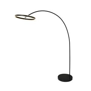 Lucande Yekta LED boogvloerlamp, stepdim, zwart