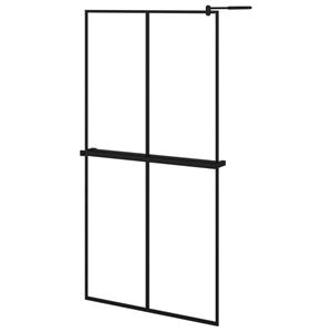 vidaXL Inloopdouchewand met schap 100x195 cm ESG-glas aluminium zwart