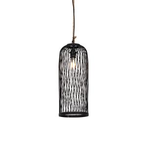 QAZQA Landelijke buiten hanglamp zwart rotan 25 cm - Calamus