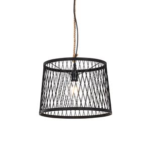 QAZQA Landelijke buiten hanglamp zwart rotan 40 cm - Calamus