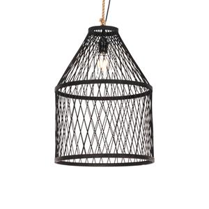 QAZQA Landelijke buiten hanglamp zwart rotan 40x55 cm - Calamus