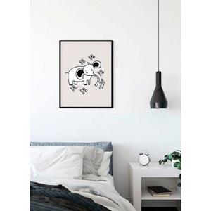 Komar Poster Scribble Elephant Hoogte: 50 cm