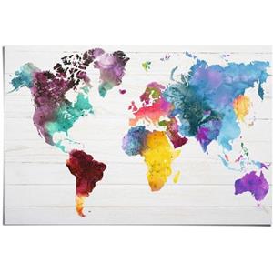 Poster Wereldkaart in aquarel