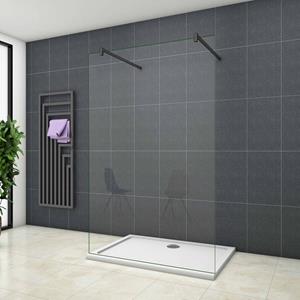 Sanexo Inloopdouche Vrijstaand Blossom 160X200 8Mm Helder Glas Antikalk Mat Zwart
