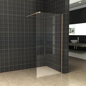 Boss & Wessing BWS Inloopdouche Pro Line Helder Glas 50x200 Geborsteld Messing Goud Profiel en Stang