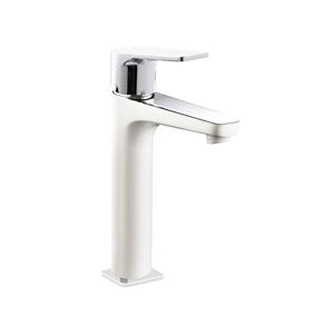 Sanexo Wastafelmengkraan Lambro Opbouw Rond Met Hendel Wit Chroom Hoog