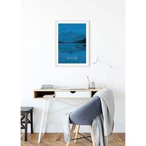 Komar Poster Word Lake Reflection blue Hoogte: 70 cm