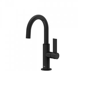 Tres Wastafelmengkraan  Project 1-Hendel Uitloop Gebogen 17 cm Rond Mat Zwart