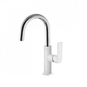 Tres Wastafelmengkraan  Loft Colors 1-Hendel Uitloop Gebogen 17 cm Rond Wit Chroom