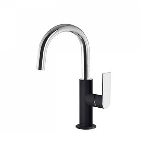 Tres Wastafelmengkraan  Loft Colors 1-Hendel Uitloop Gebogen 17 cm Rond Zwart Chroom