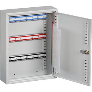 Sleutelkast, 21 haken, h x b x d = 350 x 270 x 80 mm, lichtgrijs