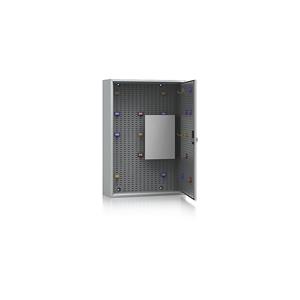 EUROKRAFTbasic Sleutelkast, lichtgrijs RAL 7035, h x b x d = 550 x 380 x 130 mm, voor 90 haken