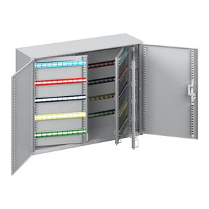 EUROKRAFTbasic Sleutelkast, met 2 deuren, compleet met sleutelhangers, 500 haken, h x b x d = 550 x 730 x 205 mm
