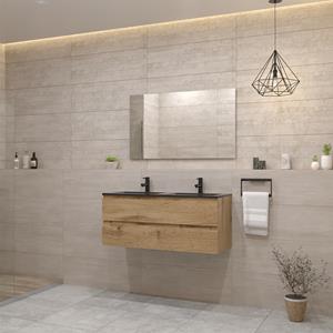 Boss & Wessing Badmeubel  Paris 120 cm Mat Zwart Wastafel Compleet Dakota Oak 