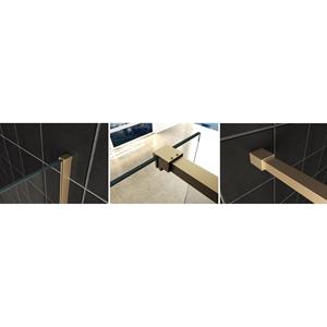 Boss & Wessing BWS Inloopdouche Pro Line Rookglas 80x200 Nano Coating Geborsteld Messing Goud Profiel en Stang