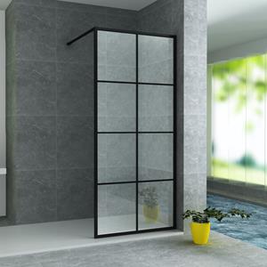 Boss & Wessing Douchewand BWS Black Nuance Veiligheidsglas 8 mm Mat Zwart Raster (ALLE MATEN)