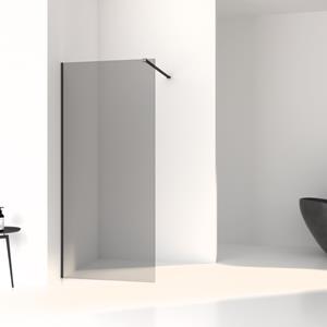 Boss & Wessing Inloopdouche  Slim Rookglas Anti-Kalk Coating Black Chrome Profiel (alle maten)