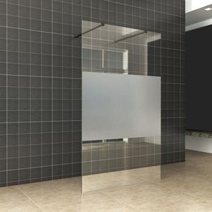 Boss & Wessing BWS Vrijstaande Inloopdouche Pro Line Middenband met Twee Stabilisatiestangen Mat Zwart (5 varianten)