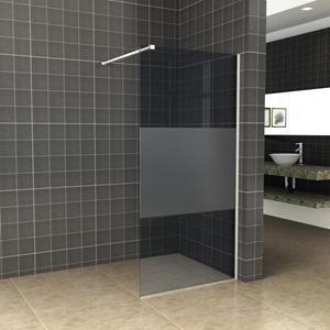 Boss & Wessing BWS Inloopdouche Pro Line Rookglas met Middenband 120x200 8mm Nano Coating Mat Wit Profiel en Stang