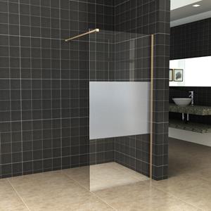 Boss & Wessing BWS Inloopdouche Pro Line Middenband 100x200 Geborsteld Messing Goud Profiel en Stang