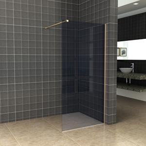 Boss & Wessing BWS Inloopdouche Pro Line Rookglas 110x200 Nano Coating Geborsteld Messing Goud Profiel en Stang