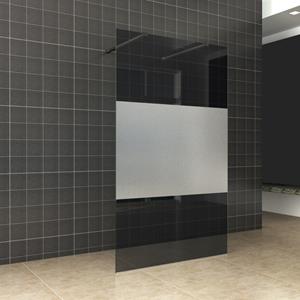 Boss & Wessing BWS Vrijstaande Inloopdouche Pro Line Rookglas met Middenband met Twee Stabilisatiestangen Mat Zwart (4 varianten)
