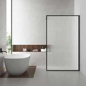 Wiesbaden Inloopdouche  Square 90x200 Geribbeld Helder Glas Mat Zwart