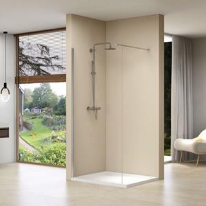 Van rijn Inloopdouche  ST01 Met Stabilisatiestang 100x200 cm Helder Glas 8 mm Chroom