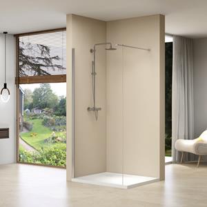 Van rijn Inloopdouche  ST01 Met Stabilisatiestang 110x200 cm Helder Glas 8 mm Chroom