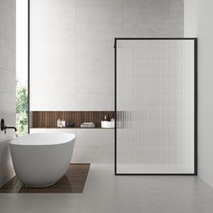 Wiesbaden Inloopdouche  Square 120x200 Geribbeld Helder Glas Mat Zwart
