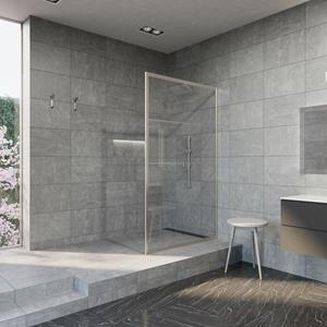 Boss & wessing Inloopdouche BWS Frame 120x200 cm 8mm NANO Glas met Raster Geborsteld RVS
