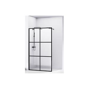 Van rijn Douchewand  ST04 Helder Glas 8 mm 6 delen Aluminium Profiel Zwart 90x200 cm