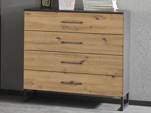 Mobistoxx Commode BUTTO 4 lades artisan eik/metaalgrijs
